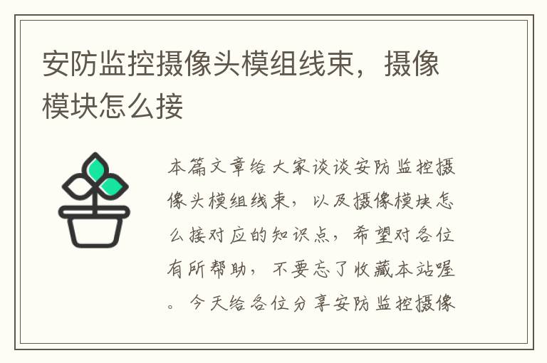 安防监控摄像头模组线束，摄像模块怎么接