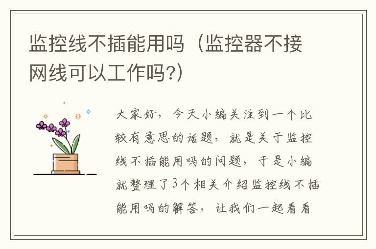 监控线不插能用吗（监控器不接网线可以工作吗?）