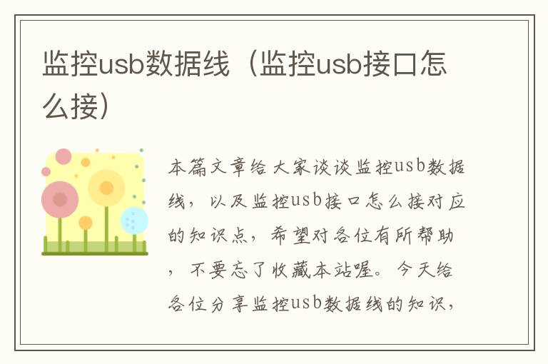 监控usb数据线（监控usb接口怎么接）