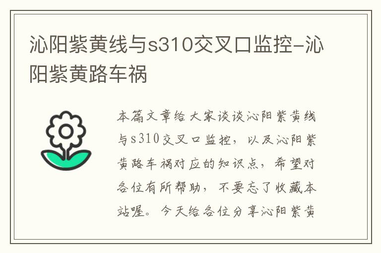 沁阳紫黄线与s310交叉口监控-沁阳紫黄路车祸