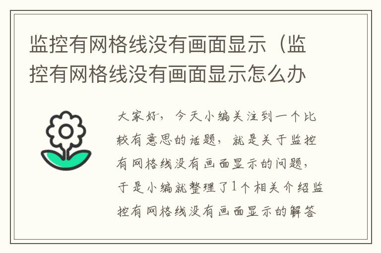 监控有网格线没有画面显示（监控有网格线没有画面显示怎么办）