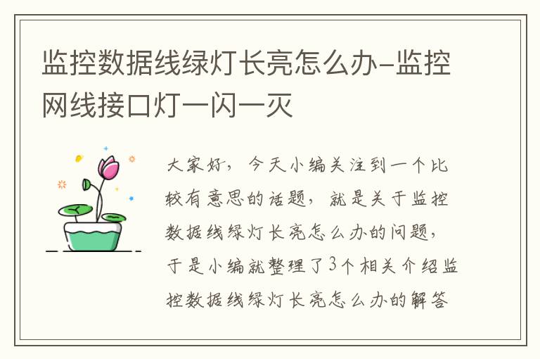 监控数据线绿灯长亮怎么办-监控网线接口灯一闪一灭