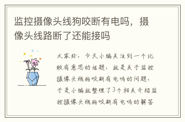 监控摄像头线狗咬断有电吗，摄像头线路断了还能接吗