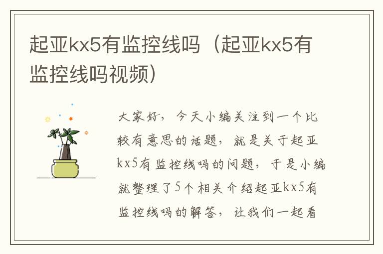 起亚kx5有监控线吗（起亚kx5有监控线吗视频）