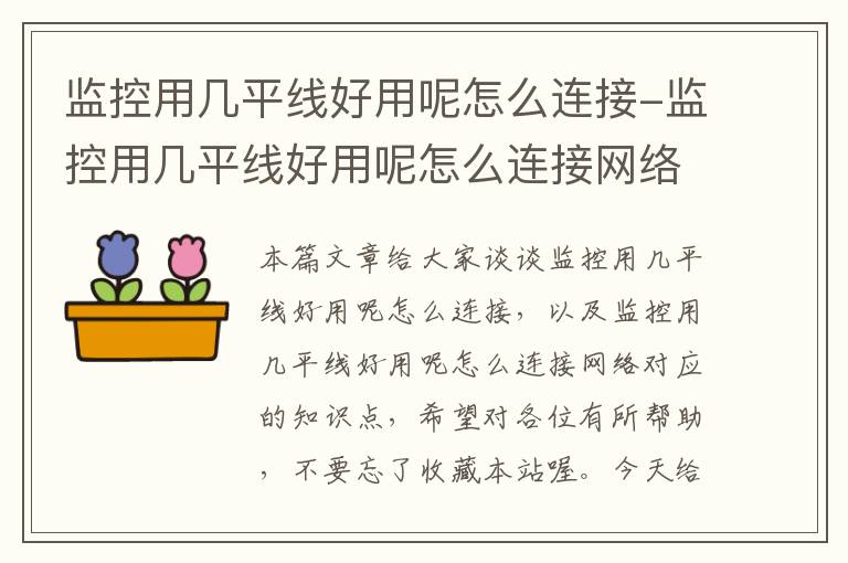 监控用几平线好用呢怎么连接-监控用几平线好用呢怎么连接网络