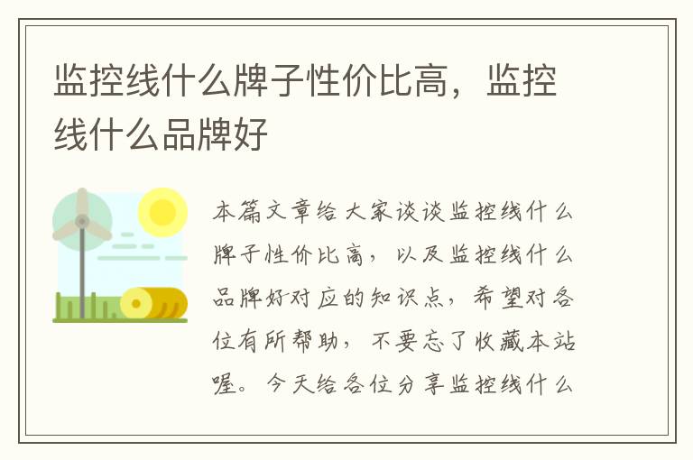 监控线什么牌子性价比高，监控线什么品牌好