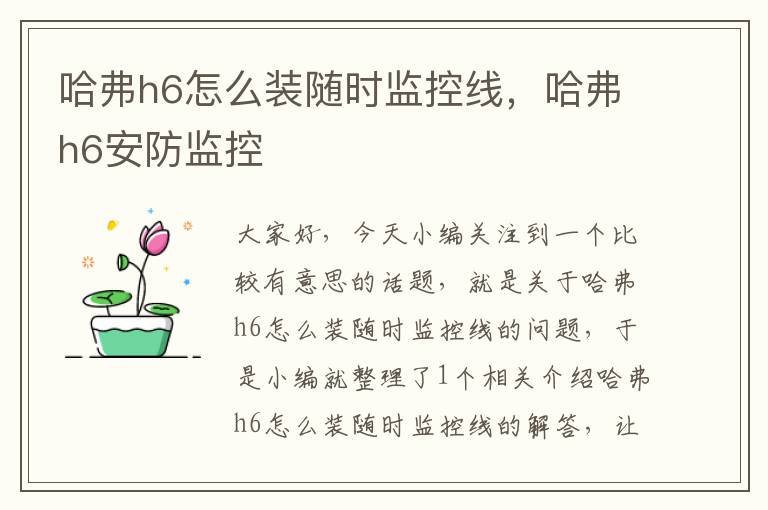 哈弗h6怎么装随时监控线，哈弗h6安防监控