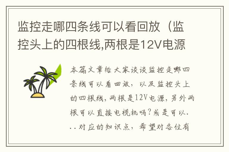 监控走哪四条线可以看回放（监控头上的四根线,两根是12V电源,另外两根可以直接电视机吗?或是可以...）