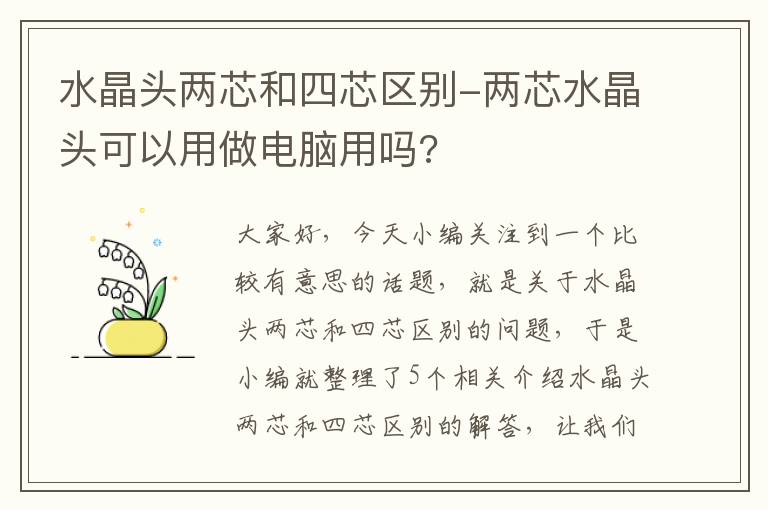 水晶头两芯和四芯区别-两芯水晶头可以用做电脑用吗?