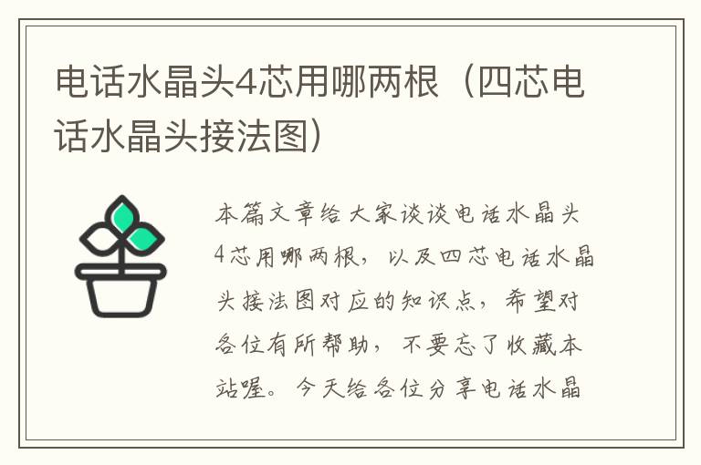 电话水晶头4芯用哪两根（四芯电话水晶头接法图）