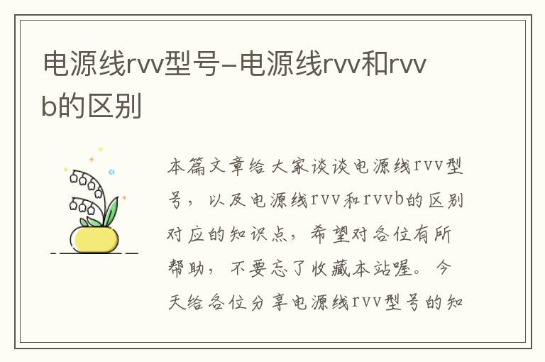 电源线rvv型号-电源线rvv和rvvb的区别