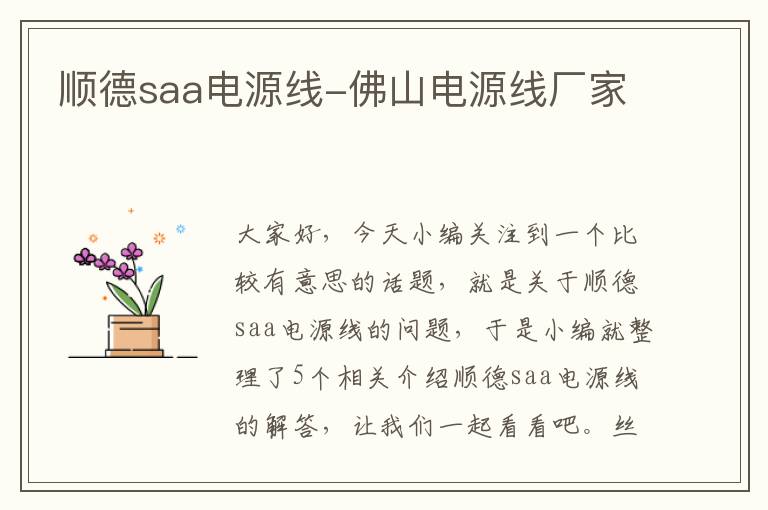 顺德saa电源线-佛山电源线厂家