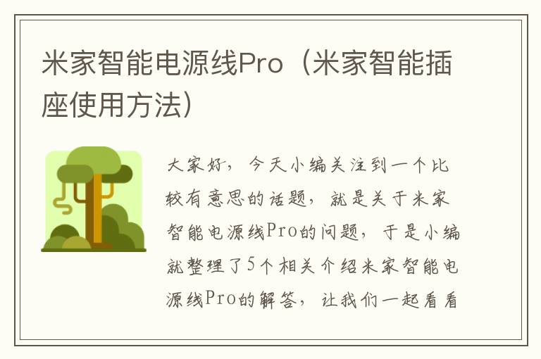 米家智能电源线Pro（米家智能插座使用方法）