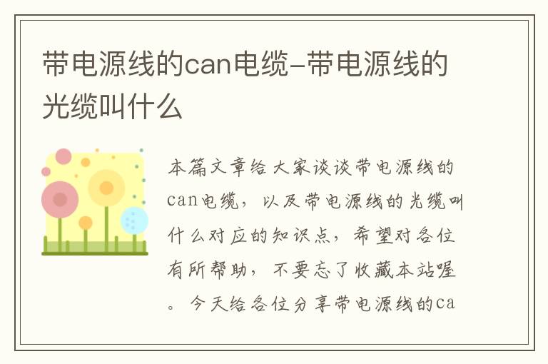 带电源线的can电缆-带电源线的光缆叫什么