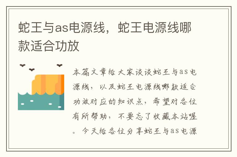 蛇王与as电源线，蛇王电源线哪款适合功放