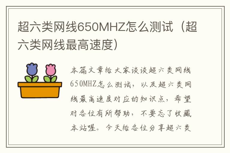 超六类网线650MHZ怎么测试（超六类网线最高速度）