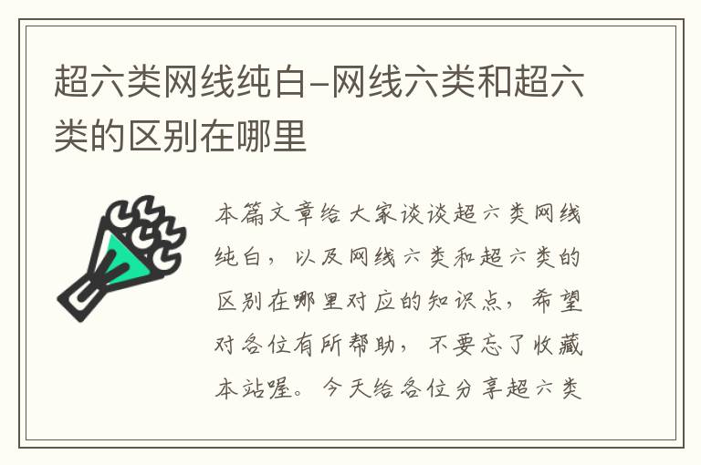 超六类网线纯白-网线六类和超六类的区别在哪里