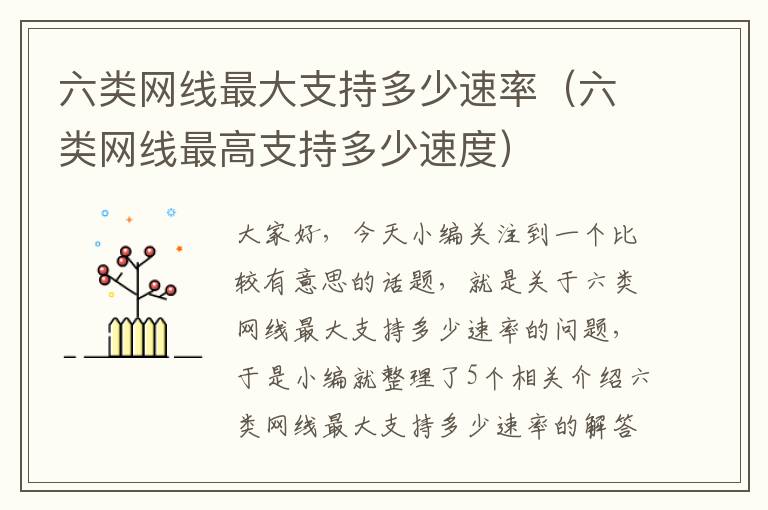 六类网线最大支持多少速率（六类网线最高支持多少速度）