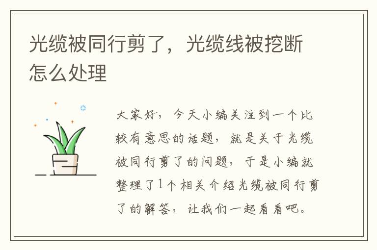 光缆被同行剪了，光缆线被挖断怎么处理