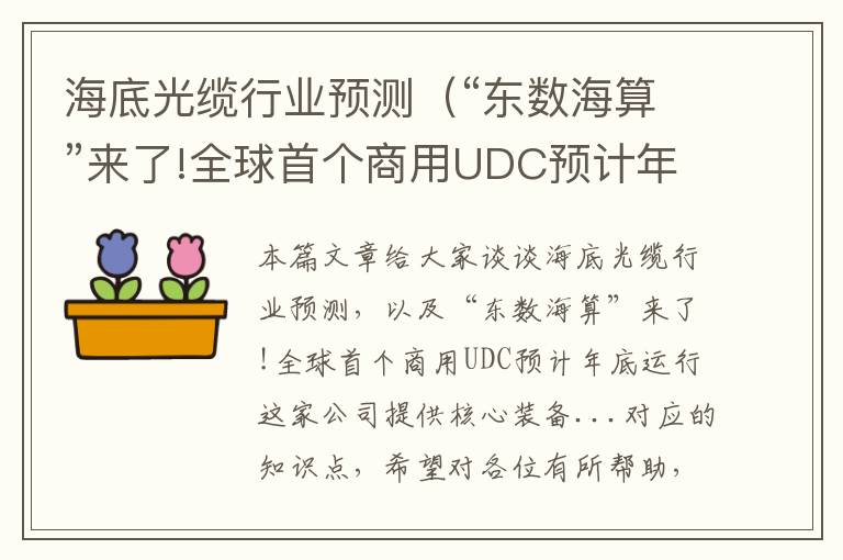 海底光缆行业预测（“东数海算”来了!全球首个商用UDC预计年底运行这家公司提供核心装备...）