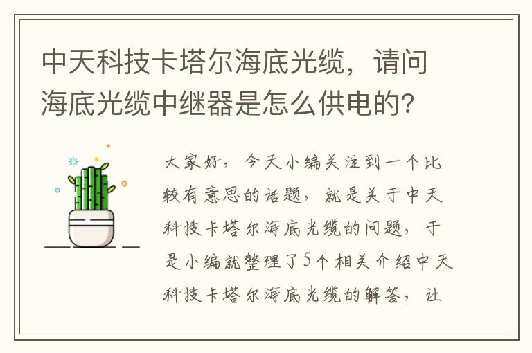 中天科技卡塔尔海底光缆，请问海底光缆中继器是怎么供电的?