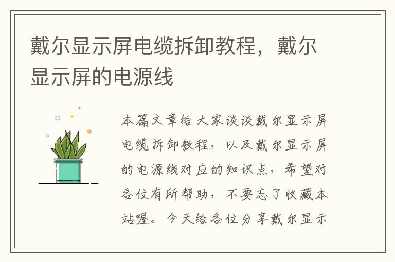 戴尔显示屏电缆拆卸教程，戴尔显示屏的电源线