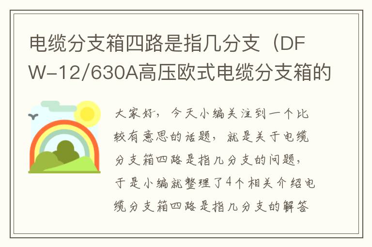 电缆分支箱四路是指几分支（DFW-12/630A高压欧式电缆分支箱的二分支、三分支是什么意思?）