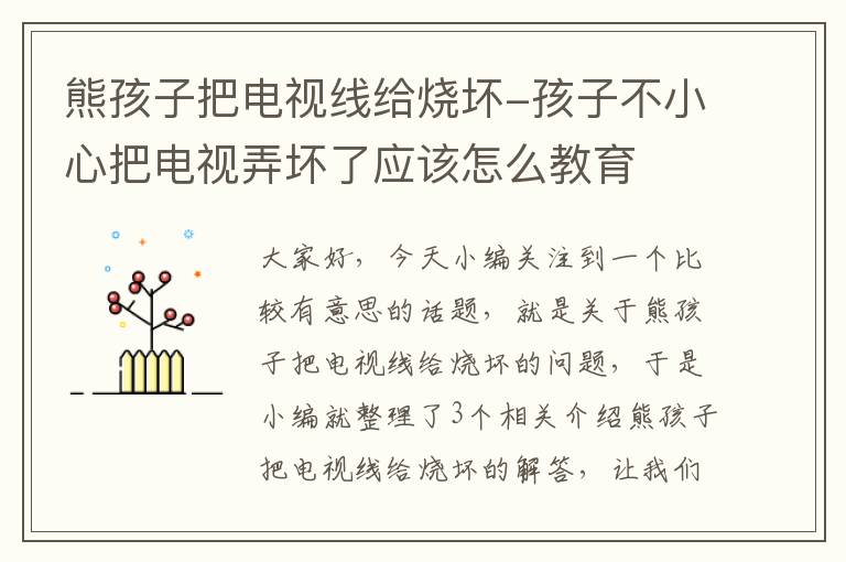 熊孩子把电视线给烧坏-孩子不小心把电视弄坏了应该怎么教育