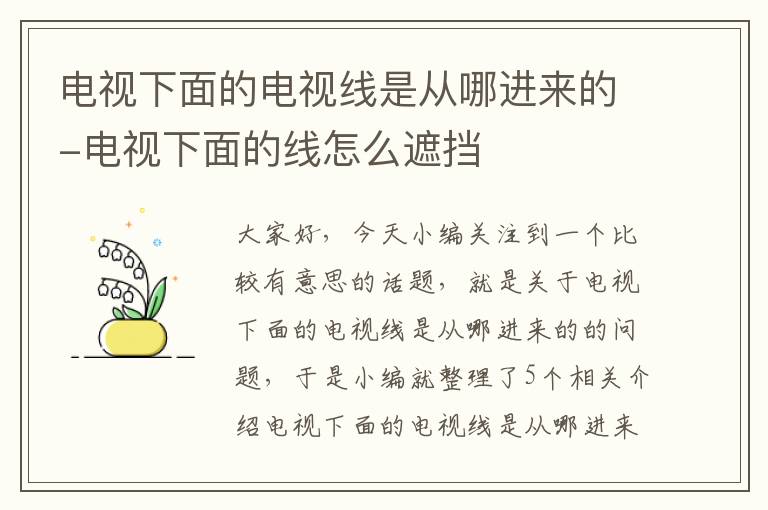 电视下面的电视线是从哪进来的-电视下面的线怎么遮挡