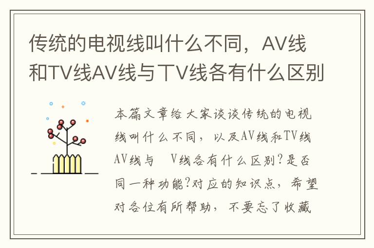 传统的电视线叫什么不同，AV线和TV线AV线与丅V线各有什么区别?是否同一种功能?