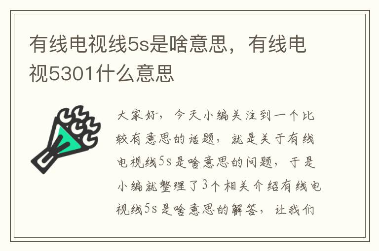 有线电视线5s是啥意思，有线电视5301什么意思