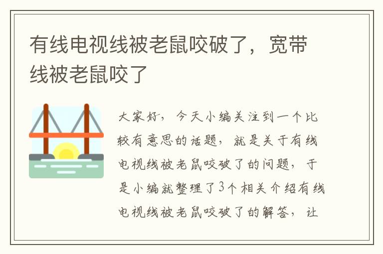 有线电视线被老鼠咬破了，宽带线被老鼠咬了