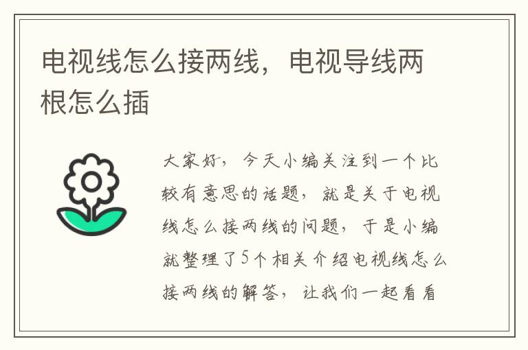 电视线怎么接两线，电视导线两根怎么插