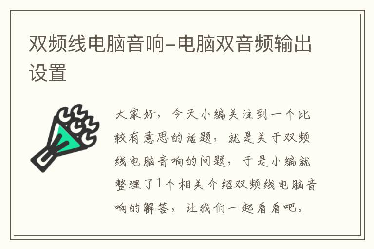 双频线电脑音响-电脑双音频输出设置