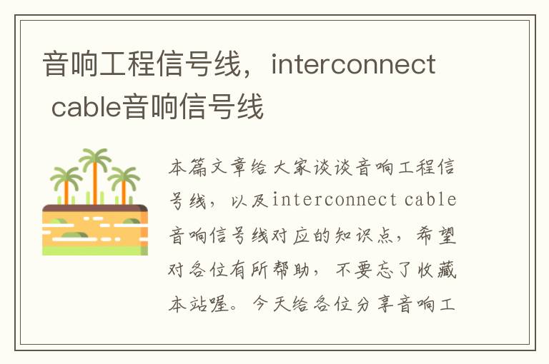 音响工程信号线，interconnect cable音响信号线