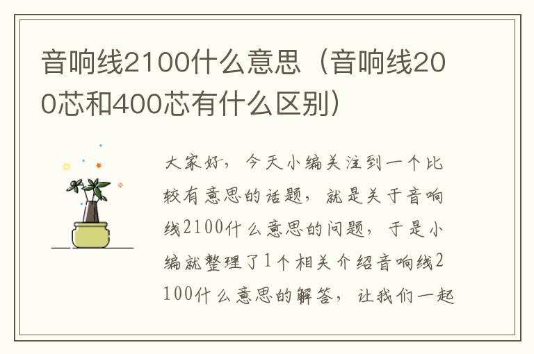 音响线2100什么意思（音响线200芯和400芯有什么区别）