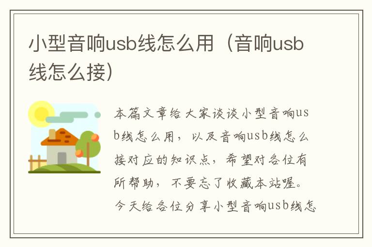 小型音响usb线怎么用（音响usb线怎么接）