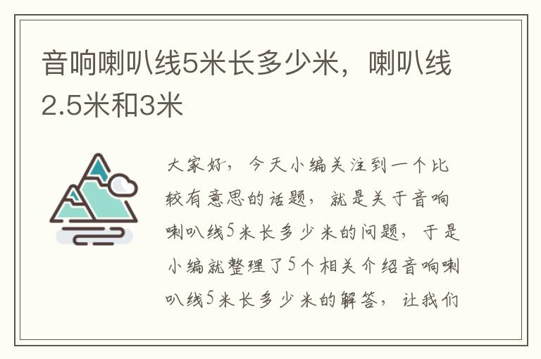 音响喇叭线5米长多少米，喇叭线2.5米和3米