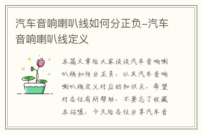 汽车音响喇叭线如何分正负-汽车音响喇叭线定义