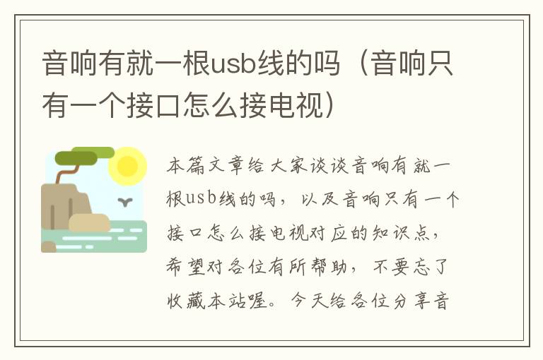 音响有就一根usb线的吗（音响只有一个接口怎么接电视）