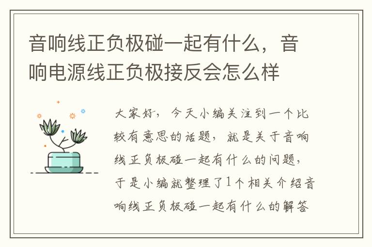 音响线正负极碰一起有什么，音响电源线正负极接反会怎么样