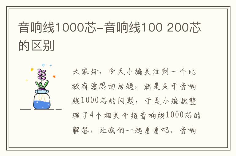 音响线1000芯-音响线100 200芯的区别