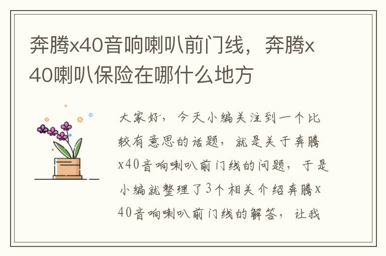 奔腾x40音响喇叭前门线，奔腾x40喇叭保险在哪什么地方