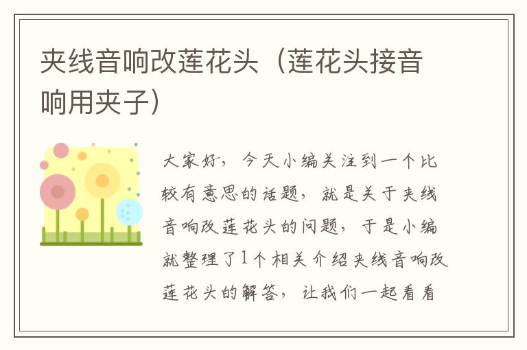 夹线音响改莲花头（莲花头接音响用夹子）