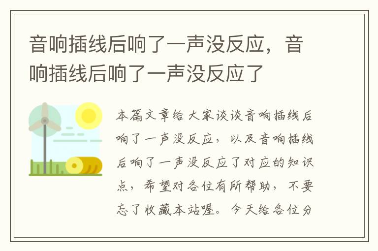 音响插线后响了一声没反应，音响插线后响了一声没反应了