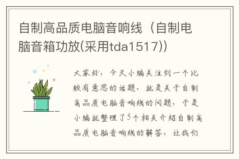 自制高品质电脑音响线（自制电脑音箱功放(采用tda1517)）