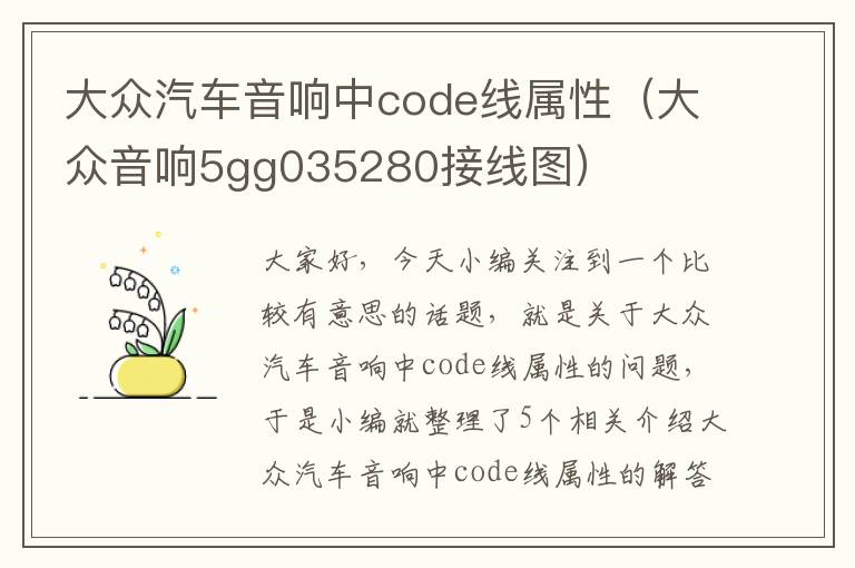 大众汽车音响中code线属性（大众音响5gg035280接线图）