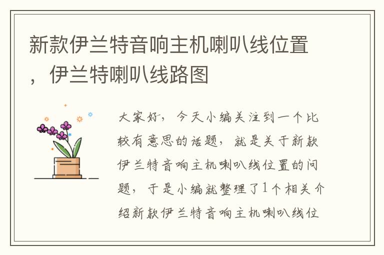 新款伊兰特音响主机喇叭线位置，伊兰特喇叭线路图