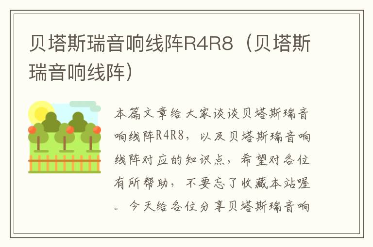 贝塔斯瑞音响线阵R4R8（贝塔斯瑞音响线阵）