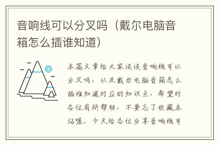 音响线可以分叉吗（戴尔电脑音箱怎么插谁知道）